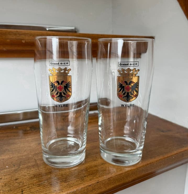 2x Brand Bier glas wapen van Wijlre, Ophalen of Verzenden, Zo goed als nieuw, Glas of Glazen, Brand
