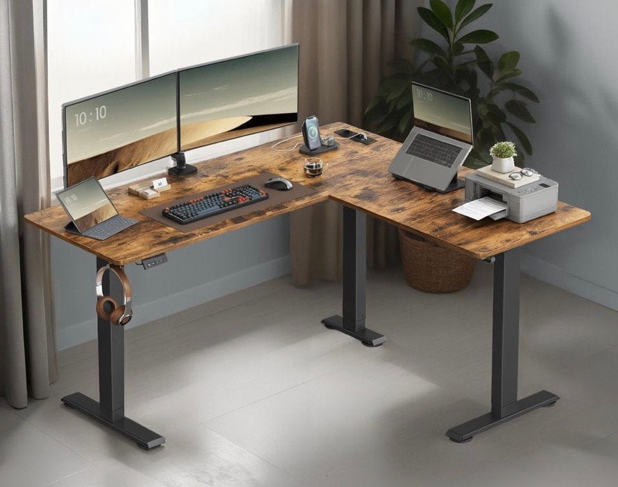 Zit sta bureau L vorm elektrisch verstelbaar 160x140, Huis en Inrichting, Bureaus, Ophalen of Verzenden, Elektrisch, Zit-sta bureau
