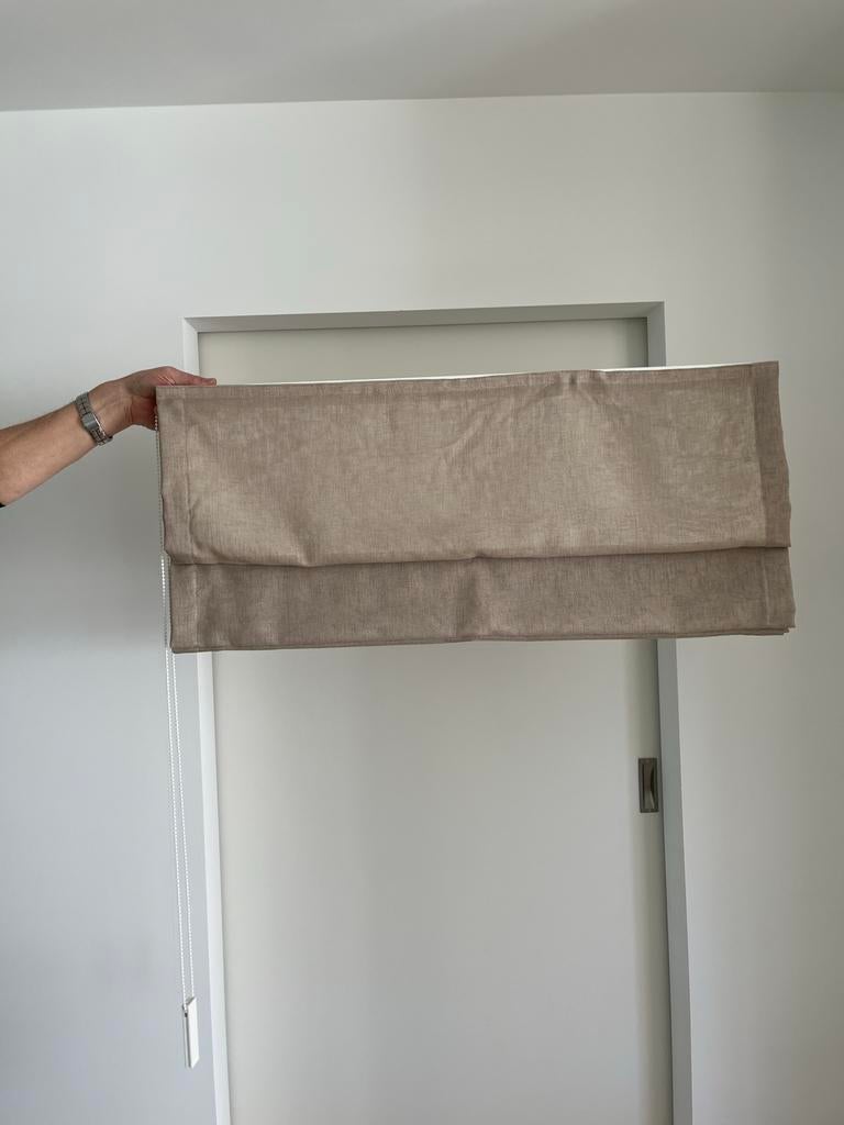 vouwgordijn linnen kleur, Huis en Inrichting, Beige, Zo goed als nieuw, Vouwgordijn, 150 tot 200 cm