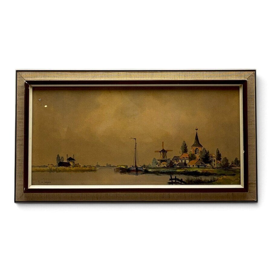 Marius de Jongere (1912-1977), aquarel, Antiek en Kunst, Nederlandse school, Landschap, Aquarel, Ingelijst