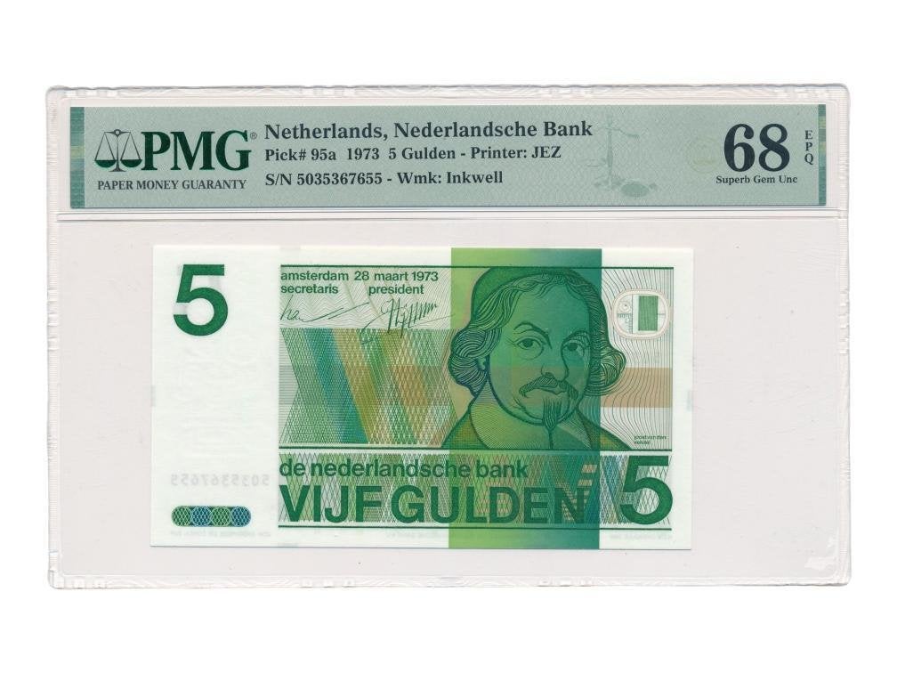 Nederland 5 gulden 1973 Vondel II PMG68 EPQ