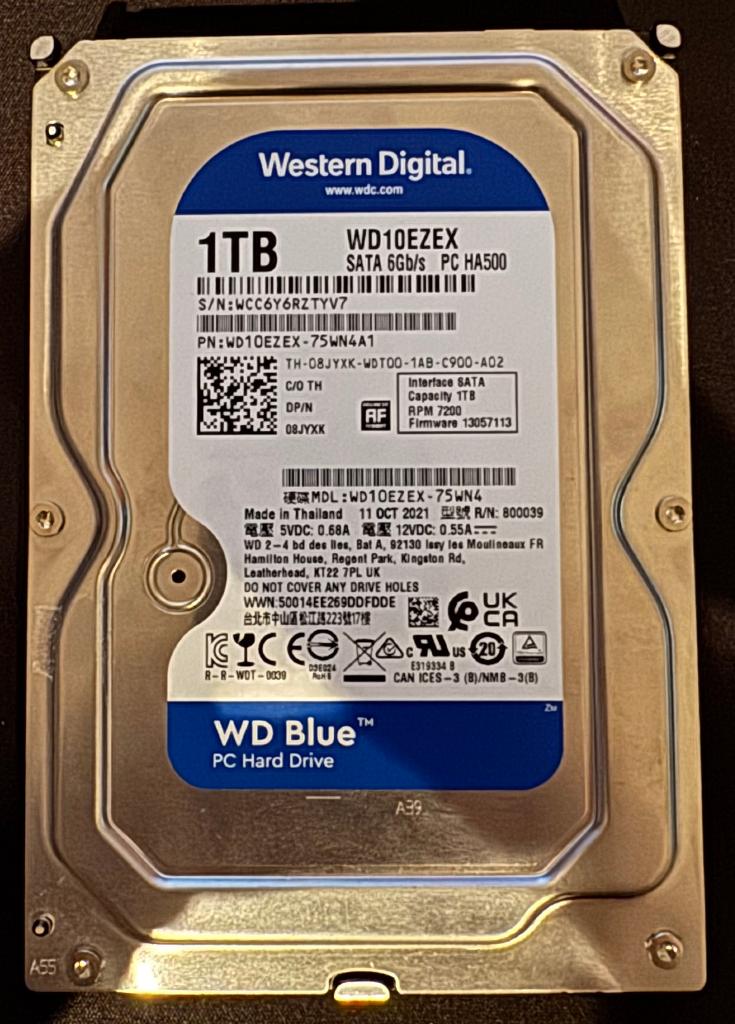 WD Blue HDD 1TB, Computers en Software, Harde schijven, Ophalen, Intern, Gebruikt, Western Digital (WD)