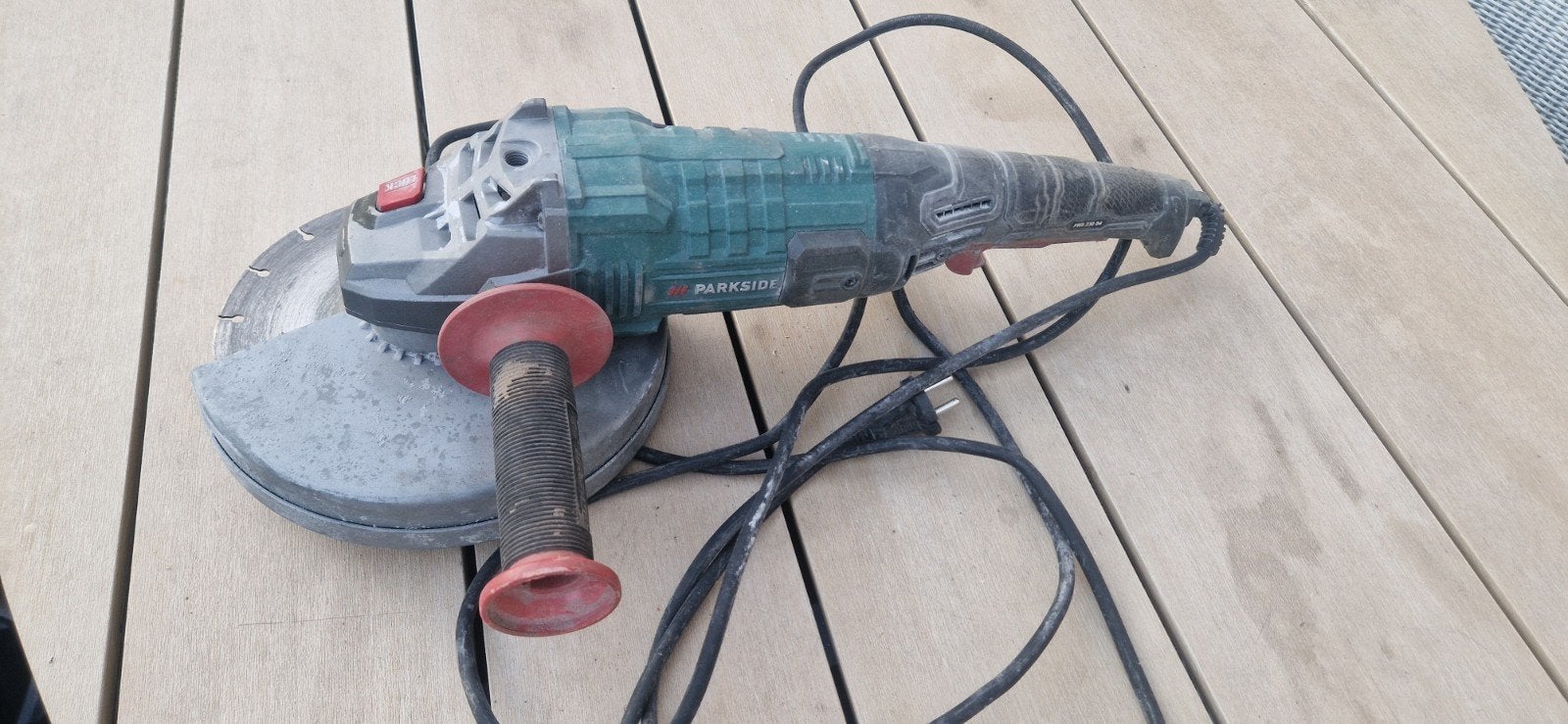 Parkside haakse slijper 1x gebruikt., Ophalen of Verzenden, 1000 watt of meer, Haakse handslijpmachine