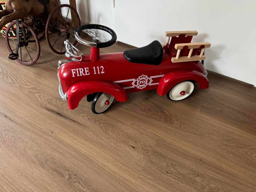 Retro Loopauto Brandweer – FIRE 112 Kinderauto, Kinderen en Baby's, Speelgoed | Buiten | Skelters, Zo goed als nieuw, Overige merken
