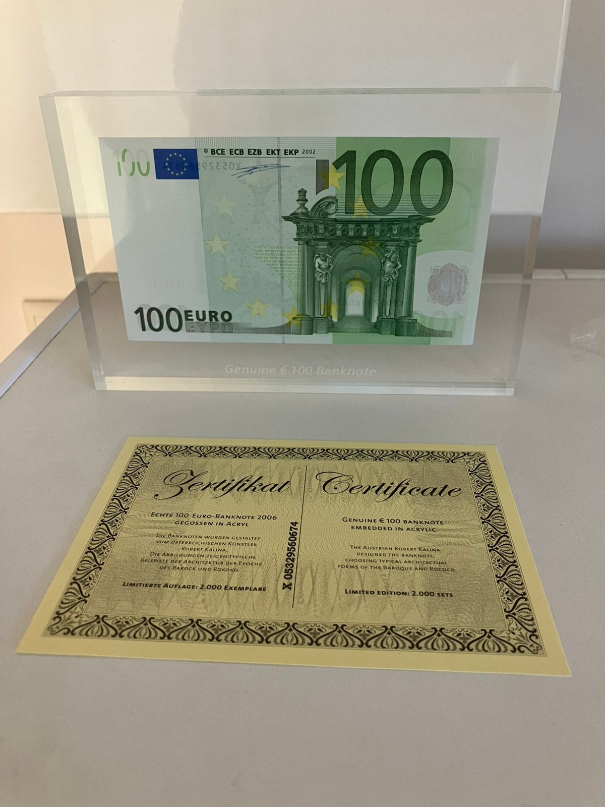 €100,- biljet met handtekening - Wim Duisenberg in Plexiglas, Ophalen of Verzenden, Frankrijk, 100 euro