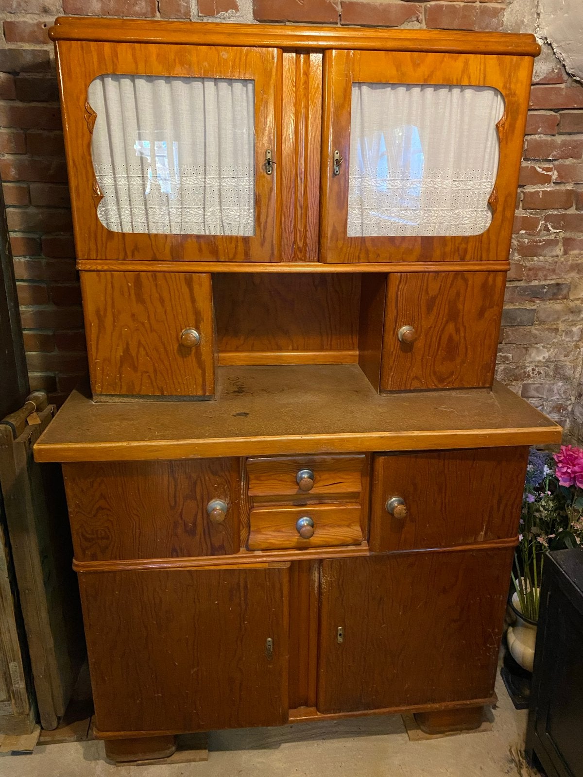 Brocante oude houten keukenkast/buffetkast begin 1900, Antiek en Kunst, Ophalen