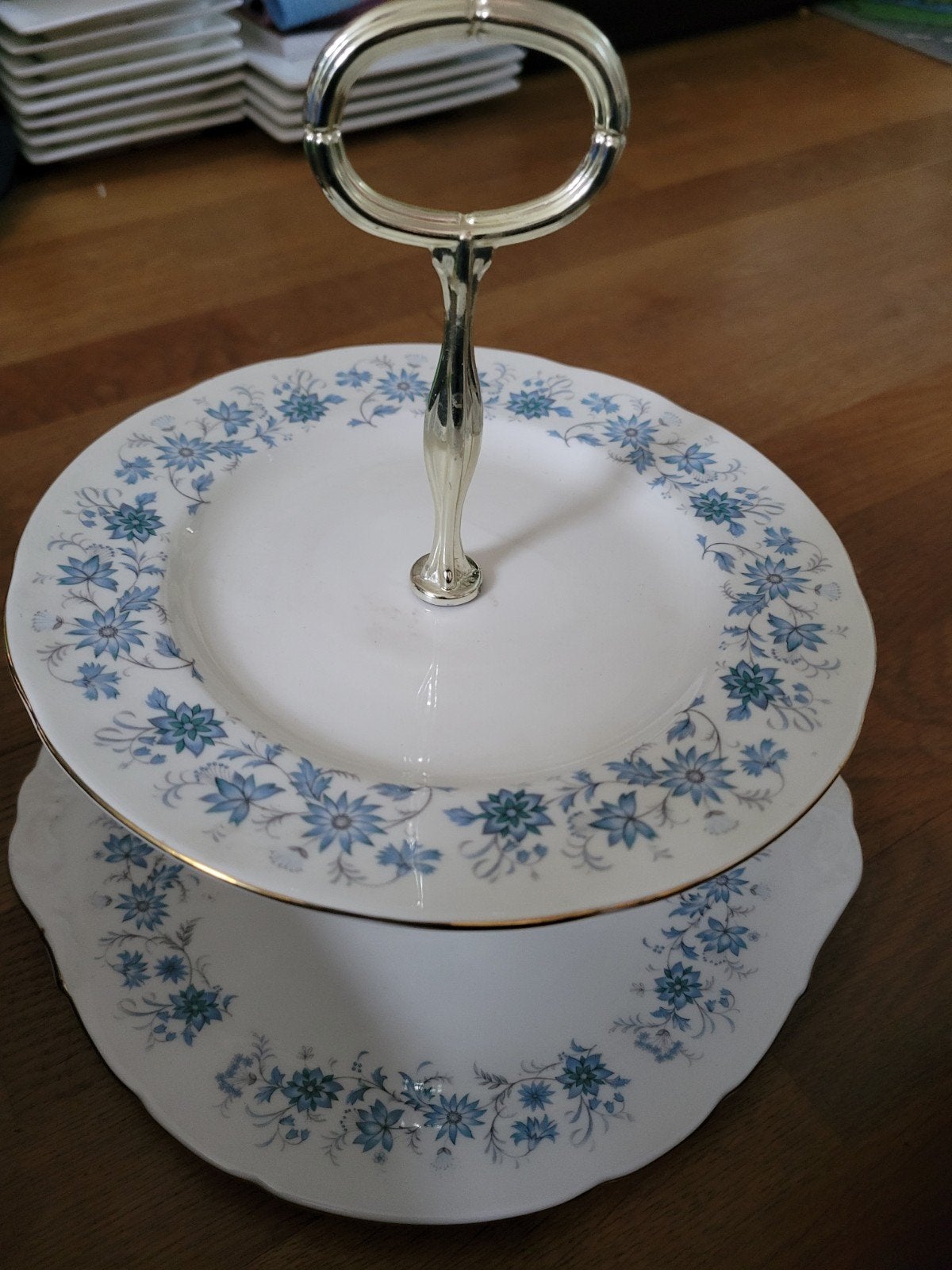 Etagere met blauw bloemmotief, Klassiek, Overige typen, Ophalen of Verzenden, Zo goed als nieuw