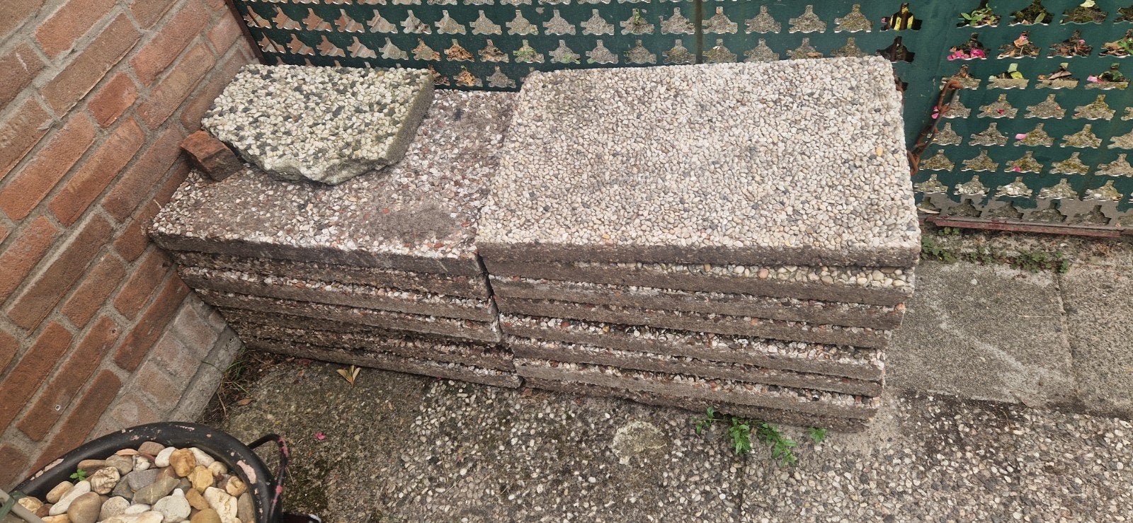 Gebruikte terrastegels van beton, 10 m² of meer, Tuin en Terras, Ophalen, Gebruikt, Beton, Terrastegels