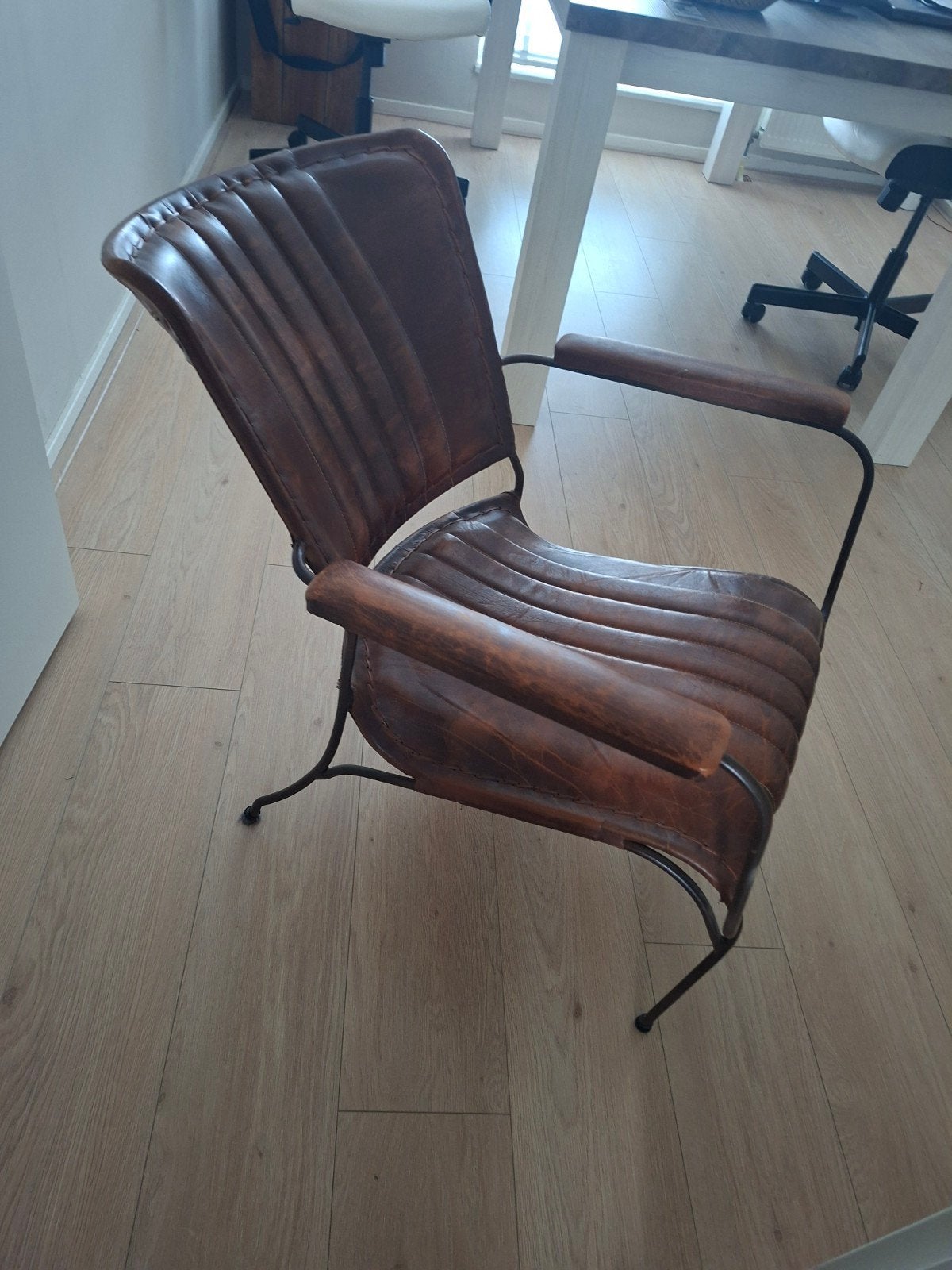 Industriel fauteuil/stoel, als nieuw, Huis en Inrichting, Fauteuils, Zo goed als nieuw, 50 tot 75 cm, Minder dan 75 cm, Ophalen