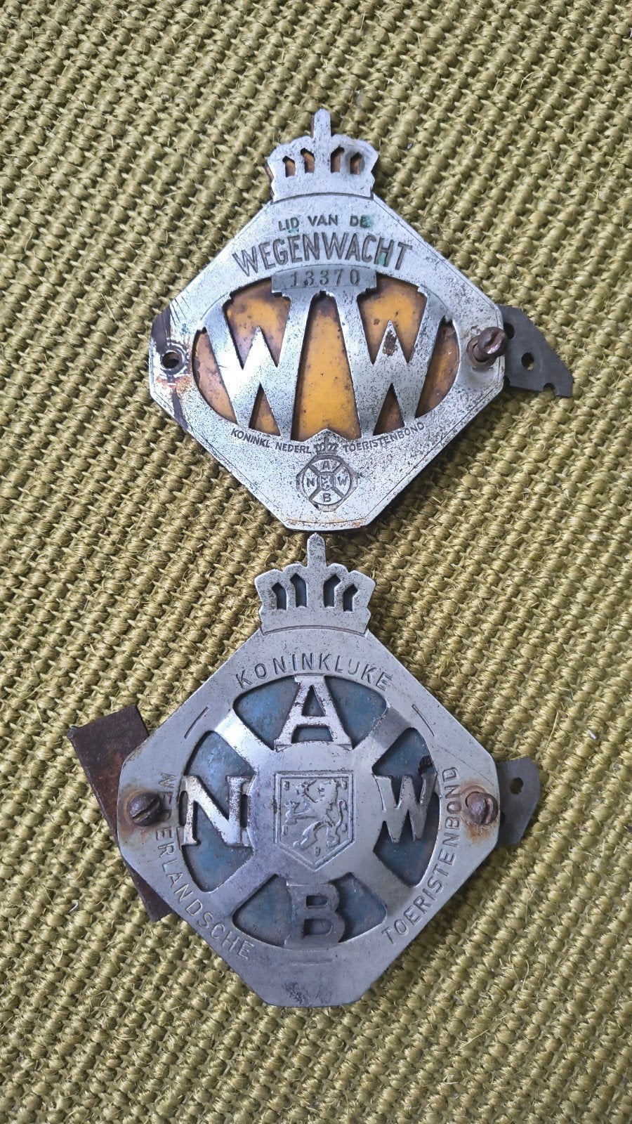 Vintage ANWB Wegenwacht grille badge - Automobilia, Ophalen of Verzenden, Gebruikt