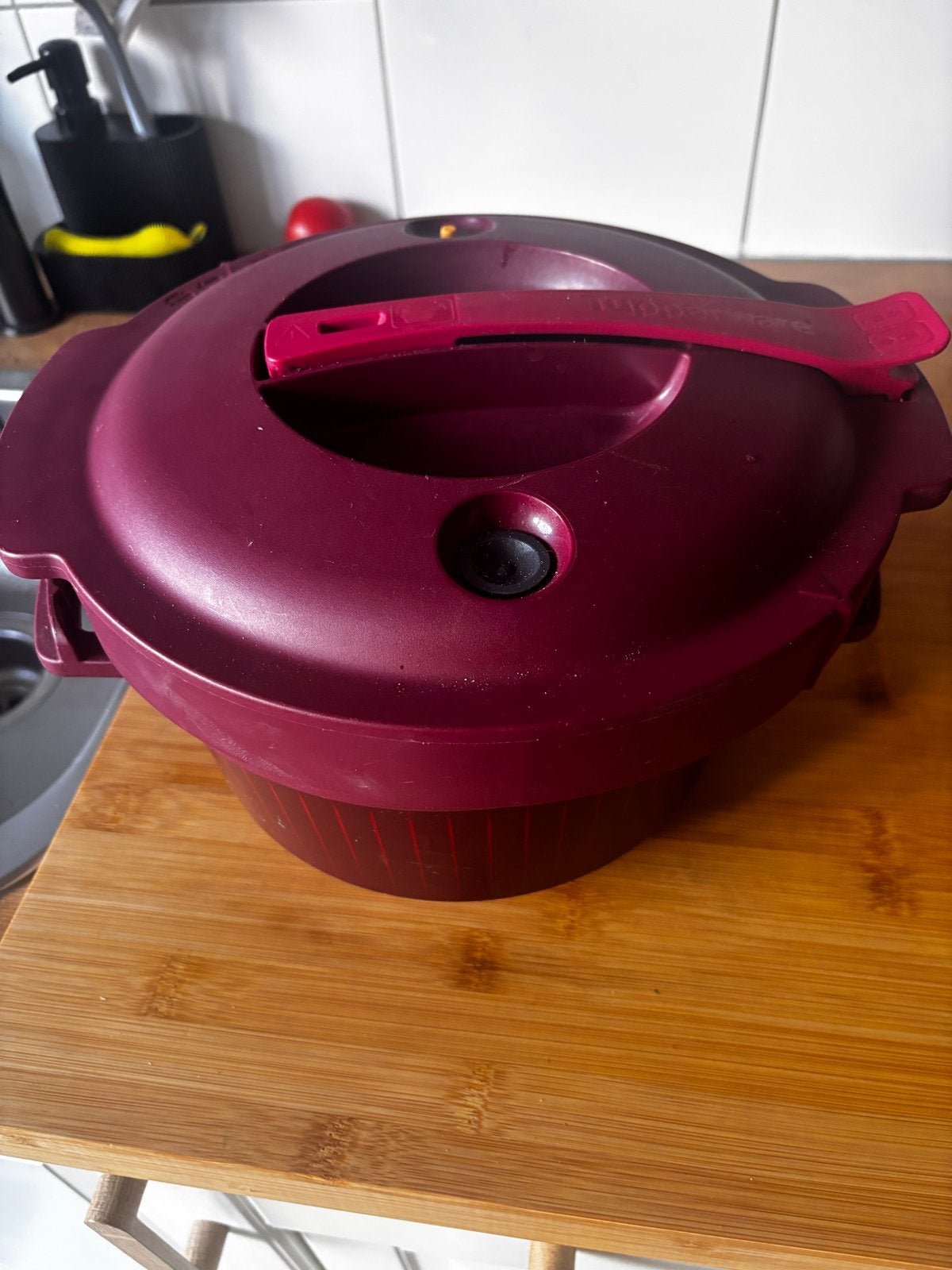 Tupperware Micro Minuut - Hogedrukpan voor Magnetron, Gebruikt, Paars, Overige typen, Ophalen of Verzenden