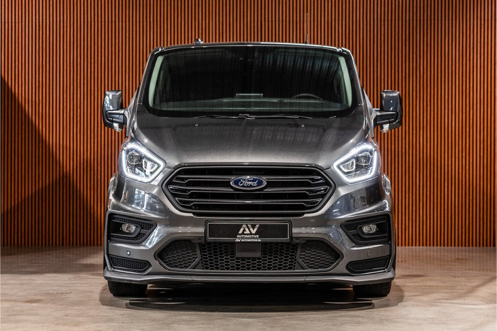 Ford Transit Custom MS-RT 320 2.0 TDCI L2H1 DC | ACC | BLIS, Auto's, Bestelauto's, 15 km/l, Zwart, Lichtsensor, Bedrijf