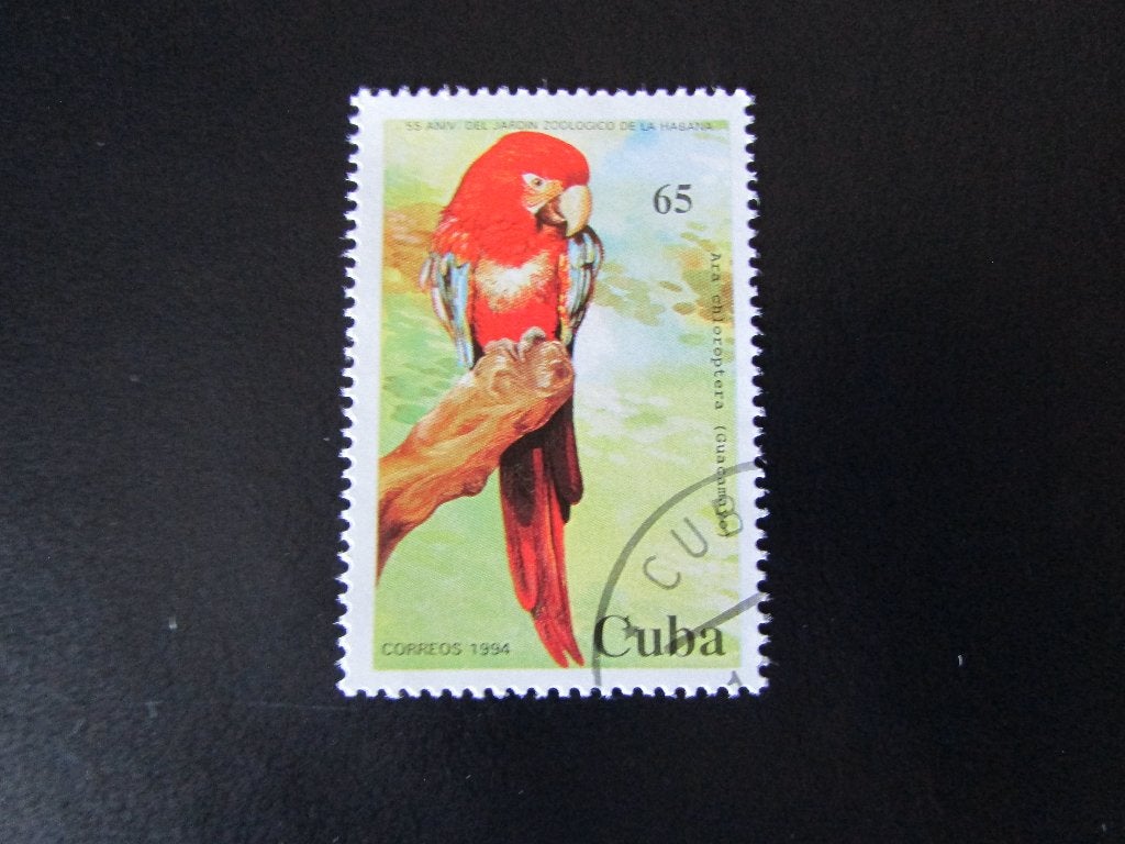 Postzegel Vogel: Groenvleugel-Ara uit Cuba, Ophalen of Verzenden, Gestempeld, Dier of Natuur