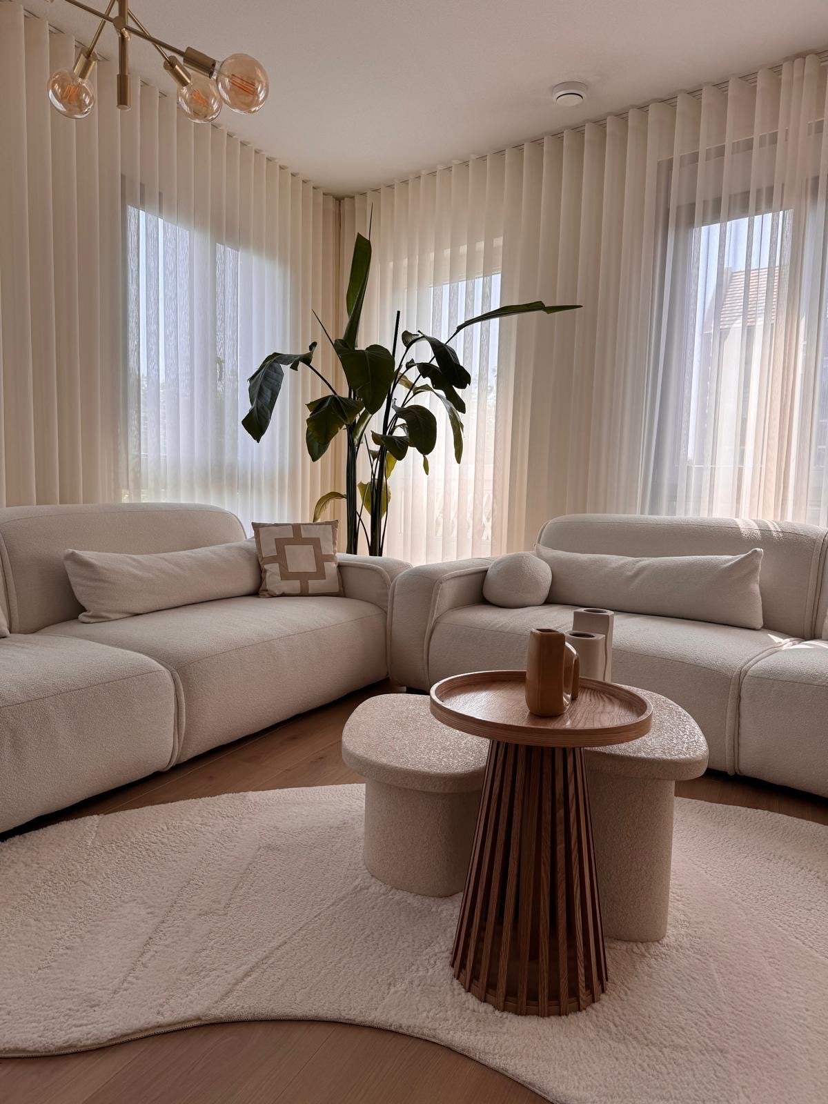 Moderne japandi bank | 2 jaar restgarantie | Panda in Bouclé, 250 tot 300 cm, 100 tot 125 cm, Ophalen of Verzenden, Rechte bank
