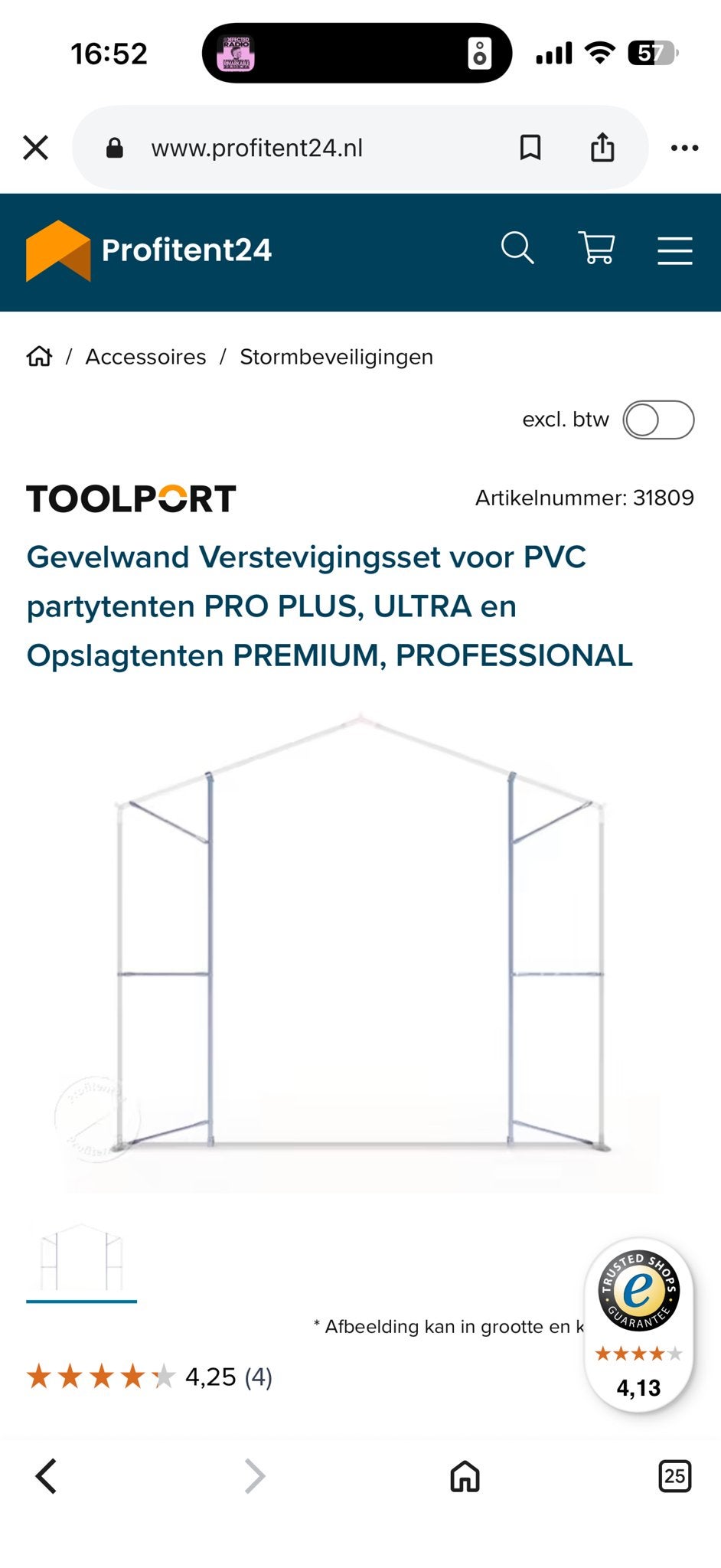 Gevelwand Versterkingsset voor PVC partytenten, Ophalen, Nieuw