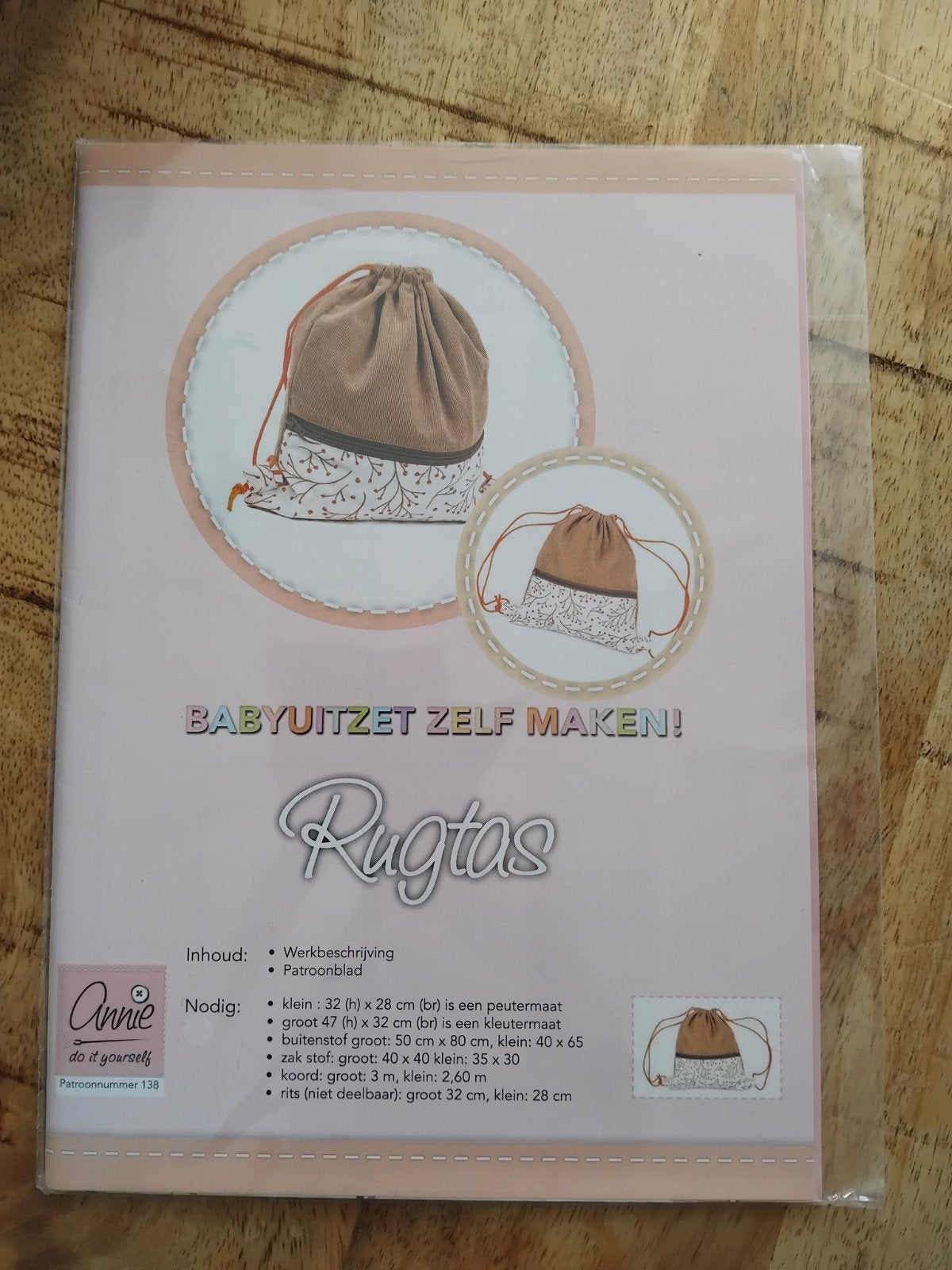 Patroon Rugtas Zelf Maken - Nieuw, Ophalen of Verzenden, Nieuw, Overige typen