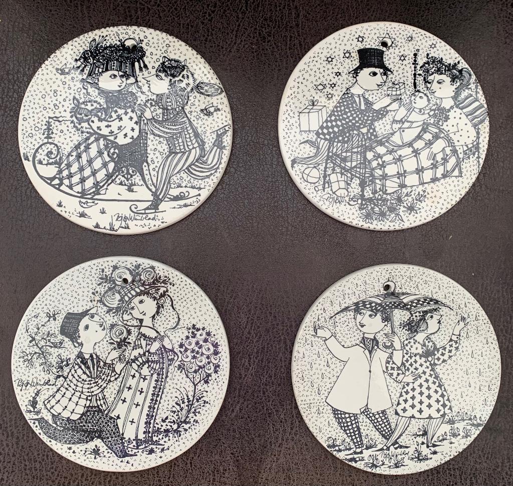 Set van 4 Vintage Deense hangtegels  Bjorn Winblad, Verzenden