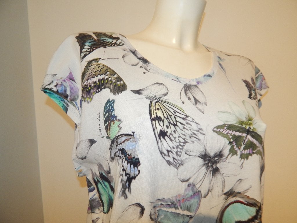 Marccain shirt in kleurrijke vlinder print hardware label N6, Overige kleuren, Verzenden, Maat 42/44 (L), Korte mouw