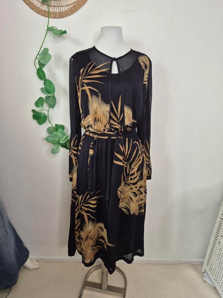 Vintage 80s jurk met organza mouwen M/L, Kleding | Dames, Maat 38/40 (M), Ophalen of Verzenden, Zo goed als nieuw, Vintage