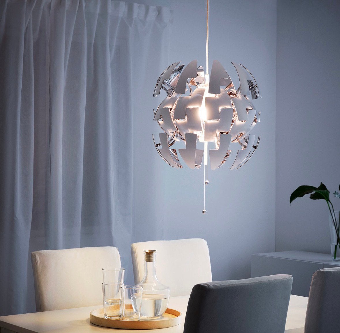 IKEA PS 2014 design hanglamp wit/zilver – David Wahl, Ophalen of Verzenden, Zo goed als nieuw, Kunststof, E27 (groot)