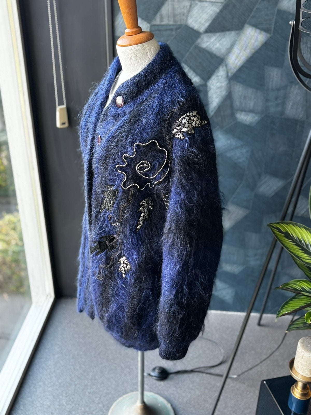 Vintage blauw echt wollen vest van Santas jaren 80/90, Kleding | Dames, Ophalen of Verzenden, Gedragen, Maat 38/40 (M), Blauw