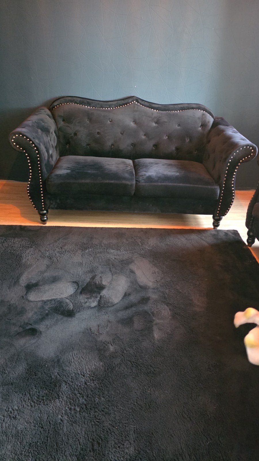 2 velvet zwarte banken, Ophalen, Gebruikt, 75 tot 100 cm, Stof