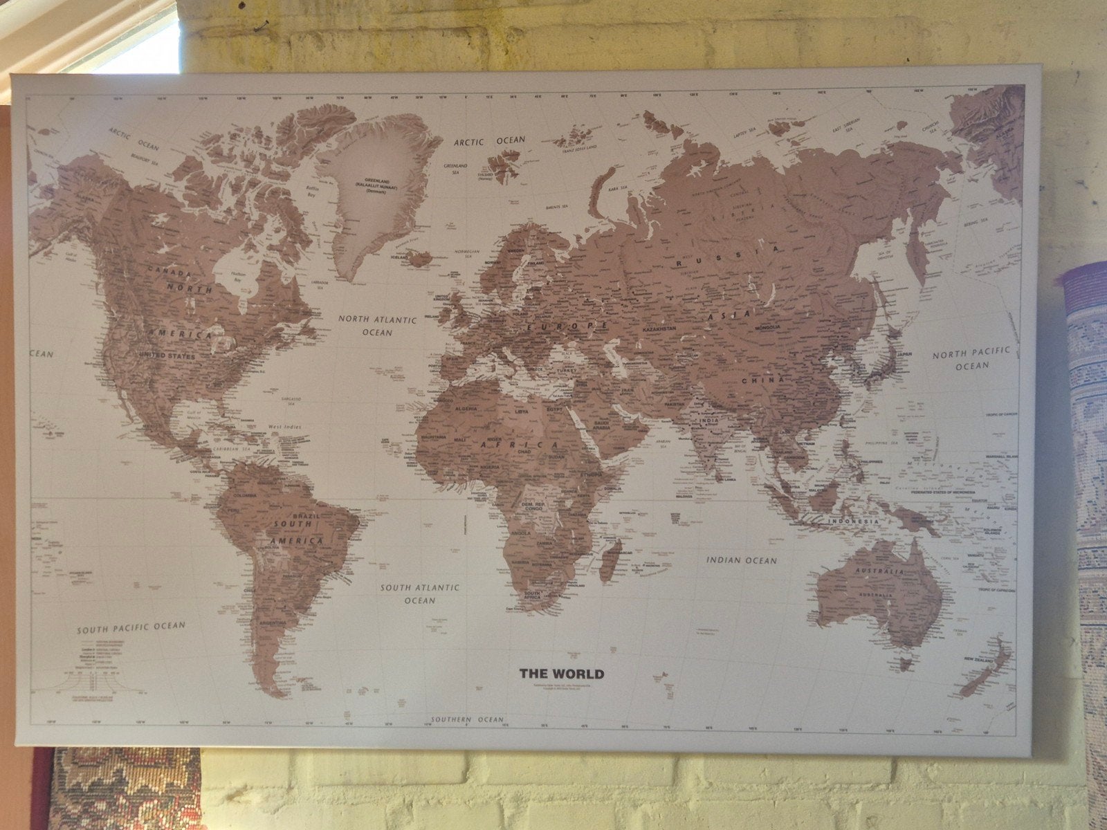 Grote Wereldkaart Canvas, Meerkleurig, Textiel, Ophalen of Verzenden, Zo goed als nieuw
