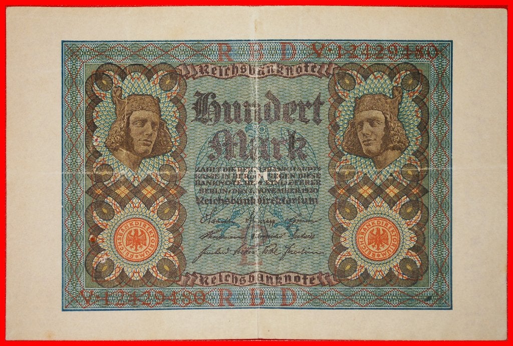 Ⰺ REICHSBANKNOTE: GERMANY 100 MARK 1920 UNDEPRINT LETTER L!, Postzegels en Munten, Bankbiljetten | Europa | Niet-Eurobiljetten