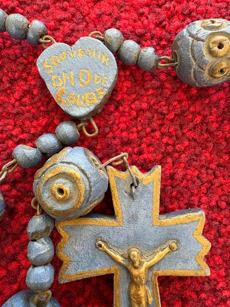 Grote mooie rozenkrans uit Lourdes, Antiek en Kunst, Antiek | Religie, Ophalen of Verzenden