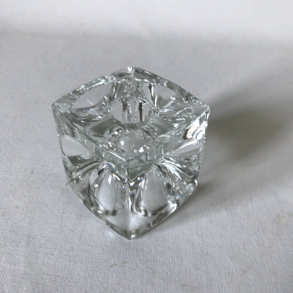 Grote glazen Sklo union kaars/waxine kandelaar van Rudolf Ju, 9 cm, Gebruikt, Ophalen of Verzenden, Glas