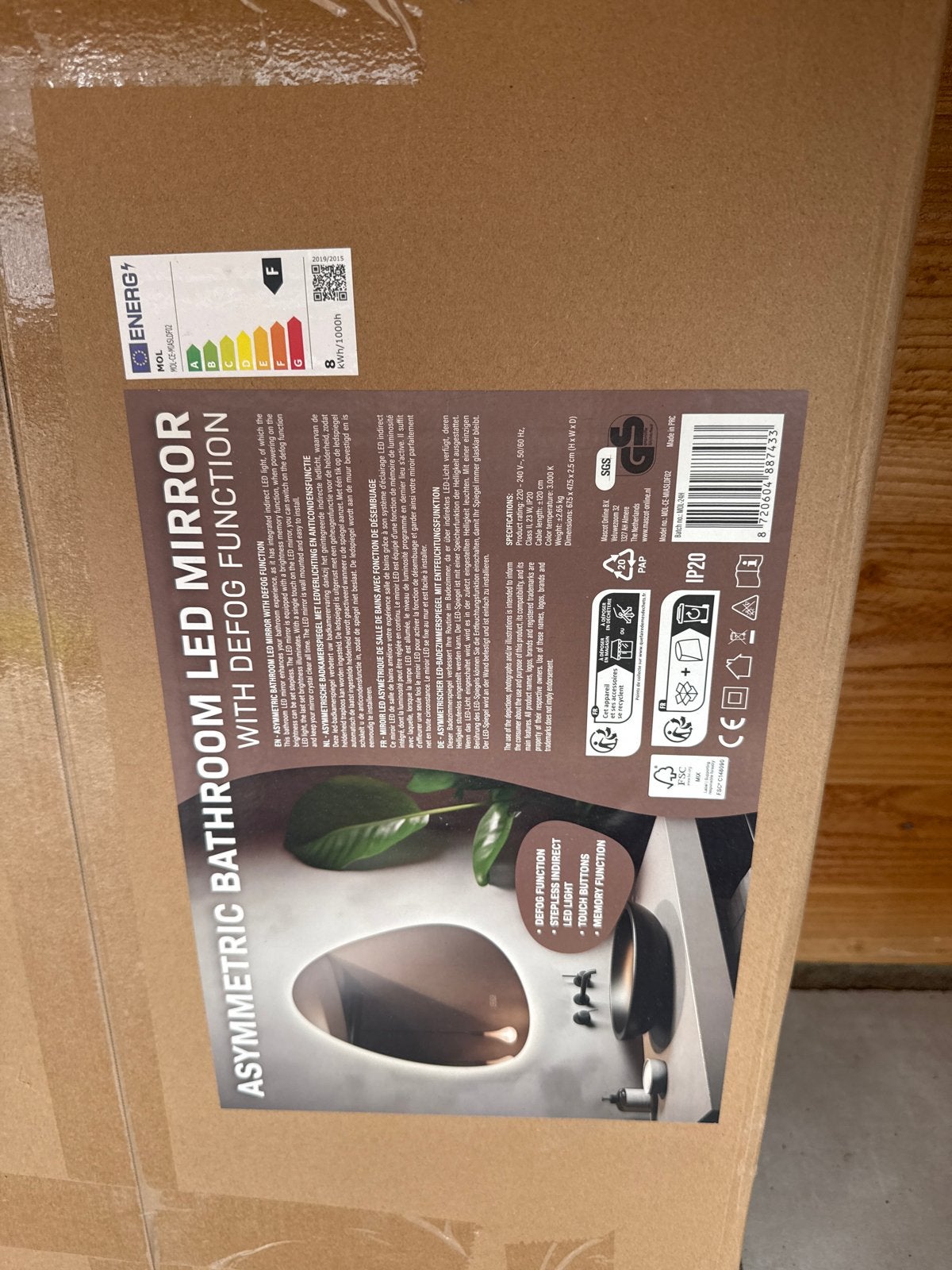 2x Asymmetrische Badkamerspiegel met LED en Ontwaseming, Huis en Inrichting, Ophalen, Spiegelkast, Nieuw, 50 tot 100 cm