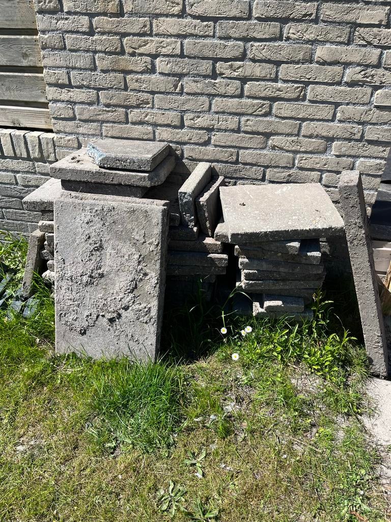 GRATIS Gebruikte grindtegels voor terras of pad, Ophalen, Gebruikt, 5 tot 10 m², Beton