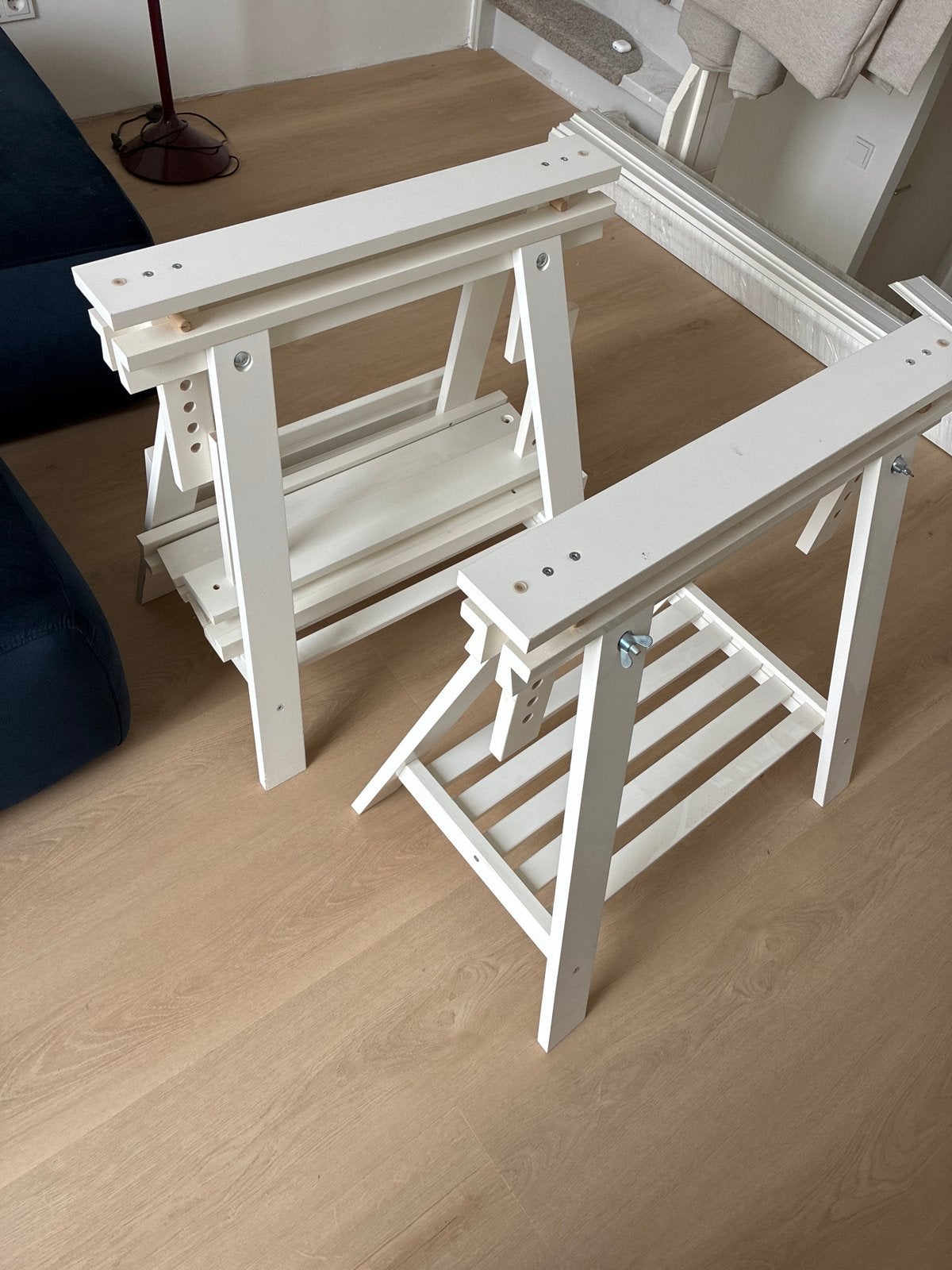 3x IKEA FINNVARD schragen, Ophalen, Gebruikt, Hout, In hoogte verstelbaar