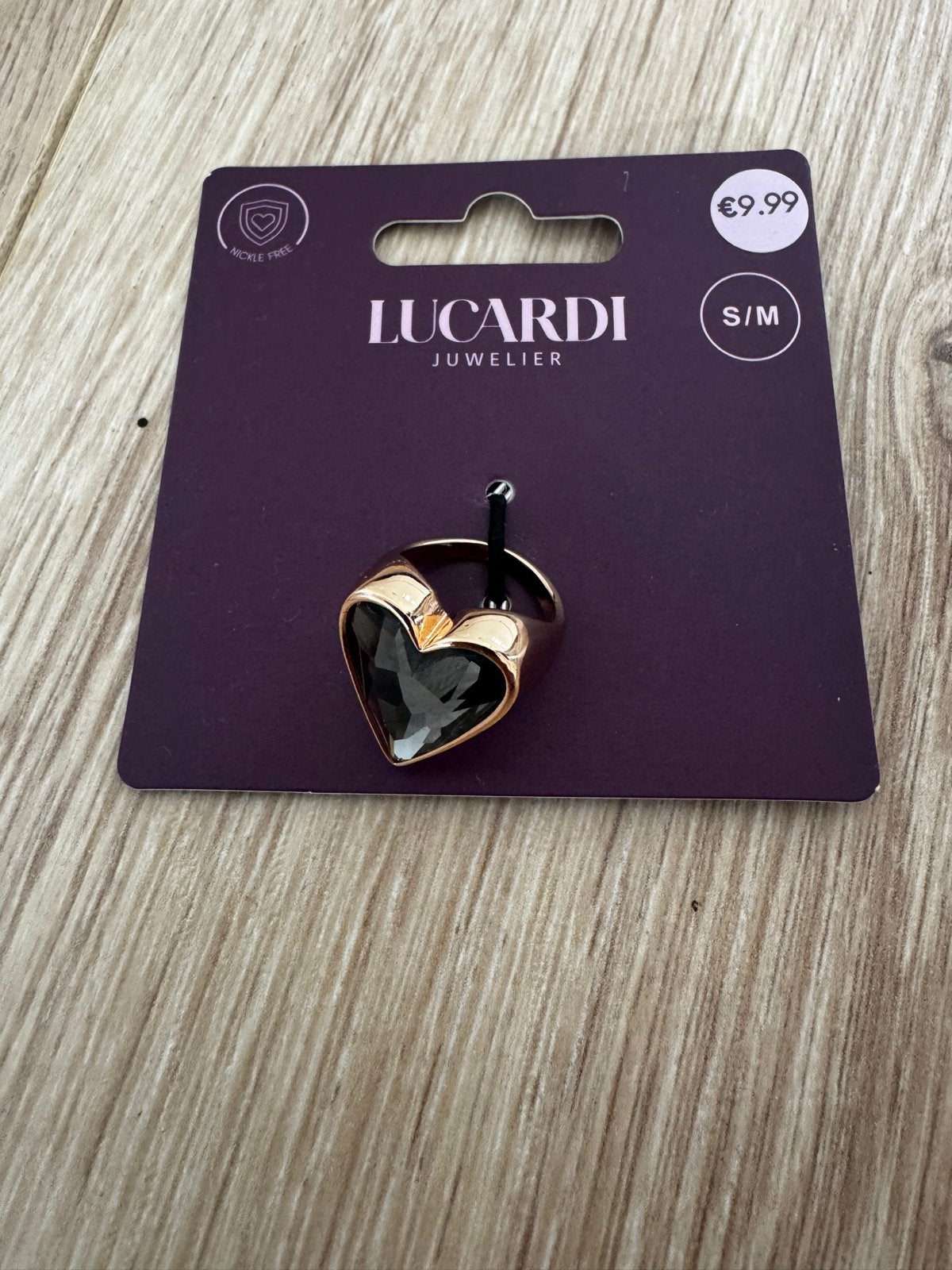 Lucardi Ring Goudkleurig met Hartje S/M, Met kristal, Overige materialen, Overige kleuren, Nieuw
