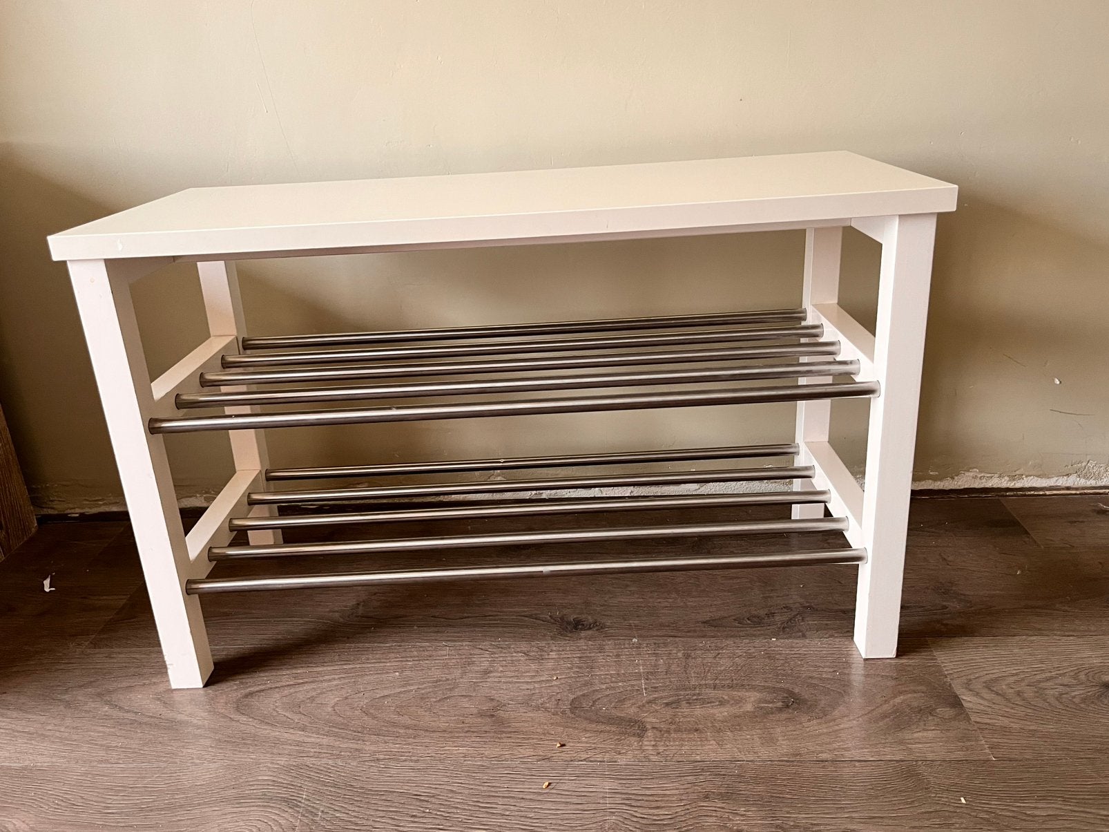 Bank met schoenenrek, wit van IKEA, Ophalen, Gebruikt