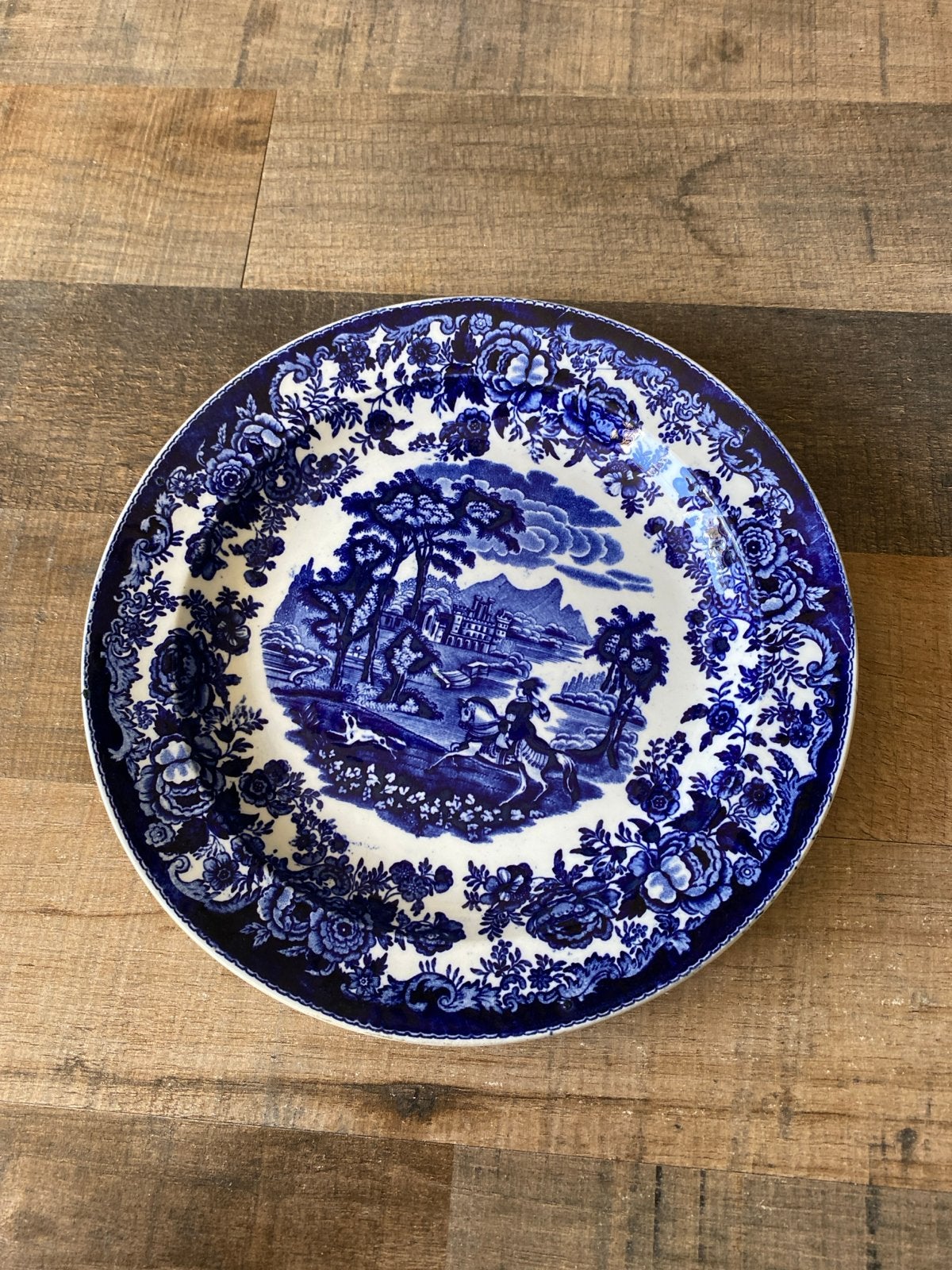 Antiek Petrus Regout Amazone diep bord, blauw-wit decor, Ophalen of Verzenden