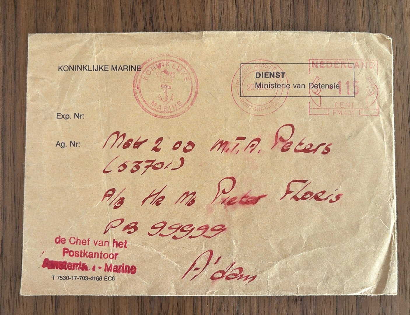 Militaire enveloo, Verzenden, Envelop