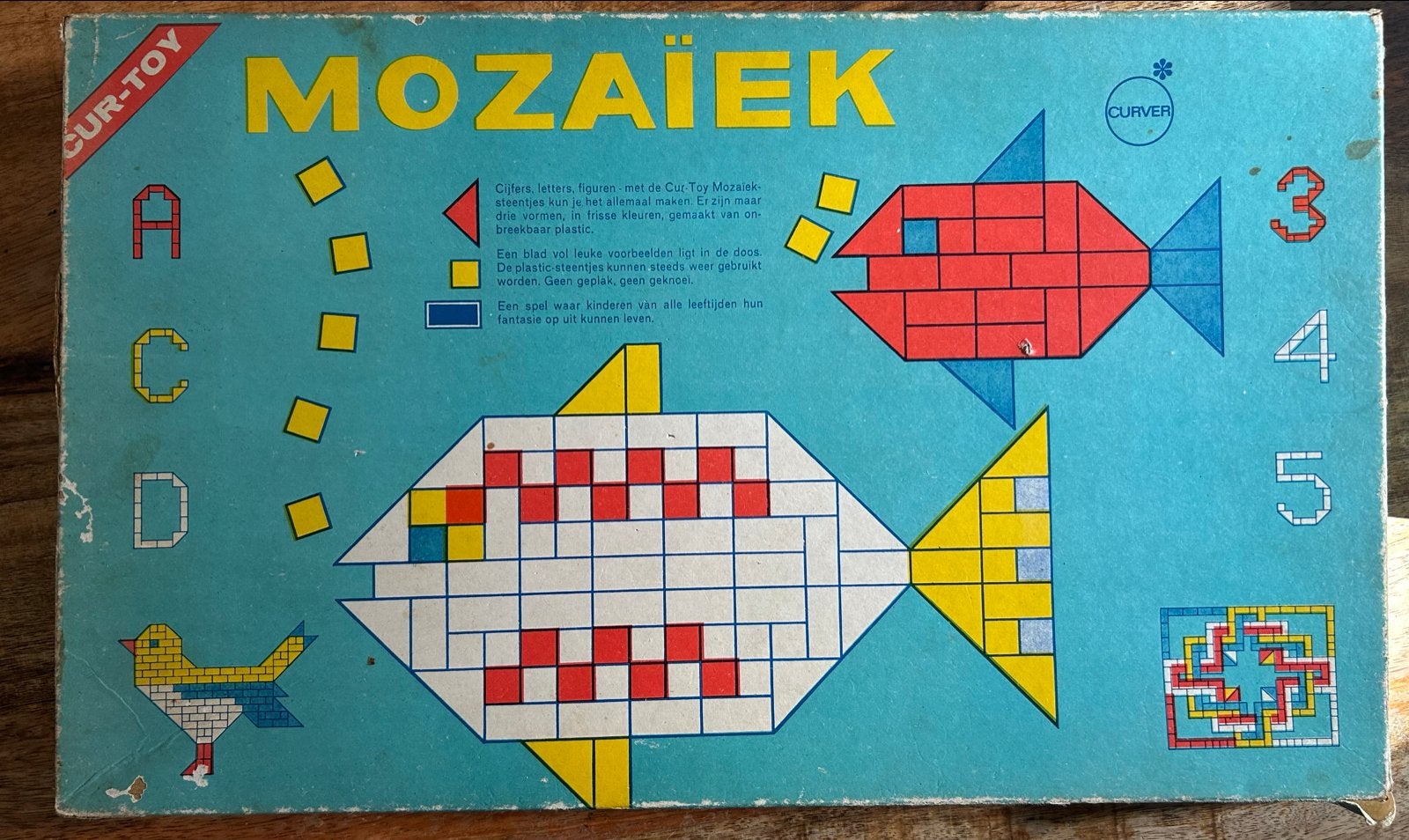 Cur-Toy Mozaïek Spel - Vintage Bouw- en Puzzelplezier, Kinderen en Baby's, Ophalen of Verzenden, Gebruikt, Bouwen