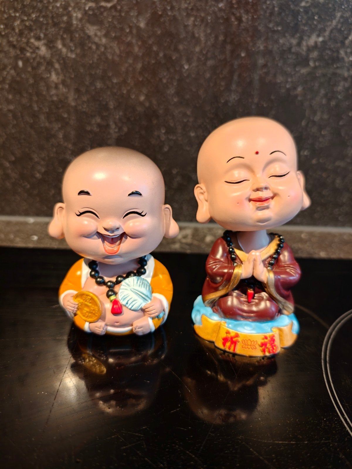 Twee vrolijke Boeddha beeldjes - decoratie set, Ophalen of Verzenden
