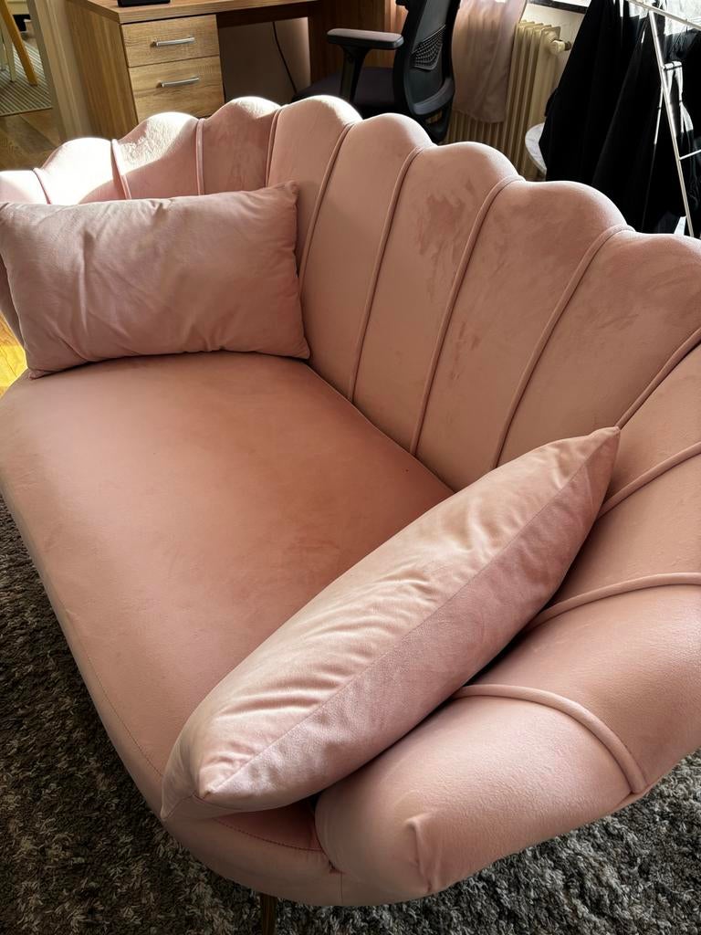 Roze schelpvormige bank, Ophalen, 150 tot 200 cm, Tweepersoons, 75 tot 100 cm