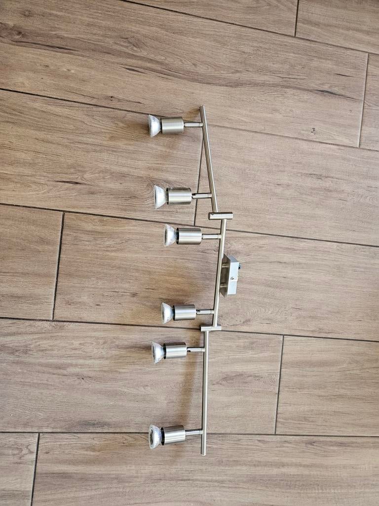 Qazqa Plafondlamp met 6 richtbare LED spotjes - Chroom, Ophalen, Gebruikt, Metaal, Modern