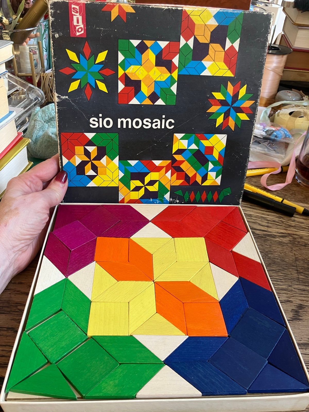 Vintage SIO Mosaic Legpuzzel - Houten Knutselset, Abstract, Gebruikt, Meerkleurig, Educatief