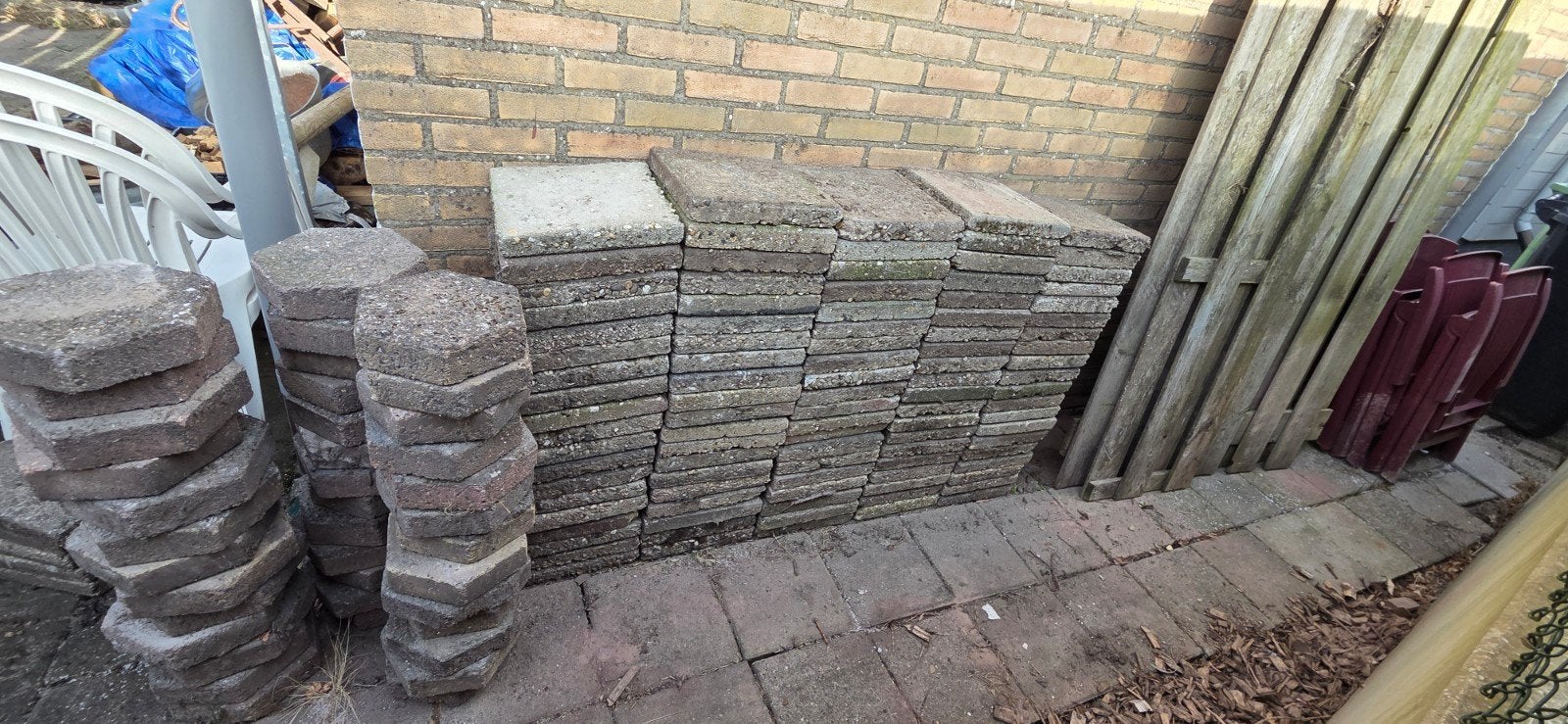 Ca 100 stoeptegels 30x30, Tuin en Terras, Ophalen, Gebruikt, 5 tot 10 m², Beton
