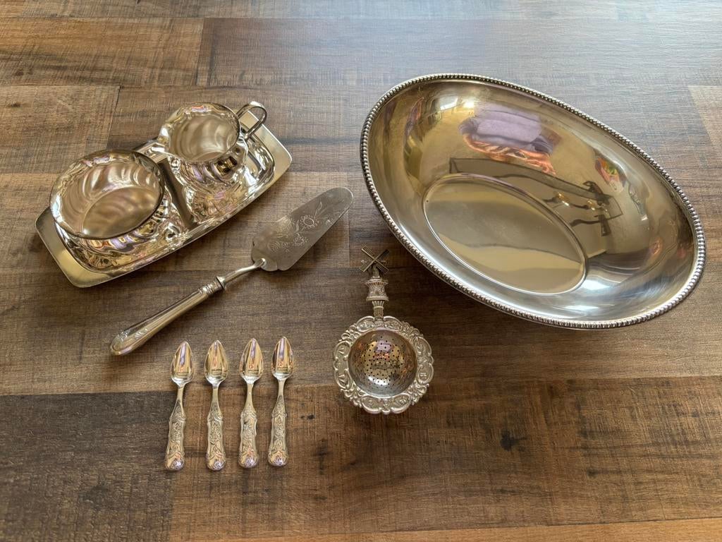Prachtige vintage verzilverde objecten, Ophalen, Zilver