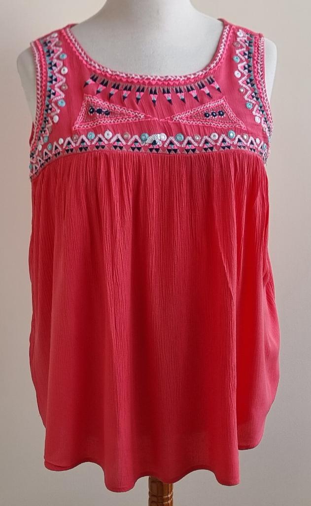 MS Mode roze blouse/top met borduur mt. 46, Maat 46/48 (XL) of groter, Ophalen of Verzenden, Zo goed als nieuw, Zonder mouw