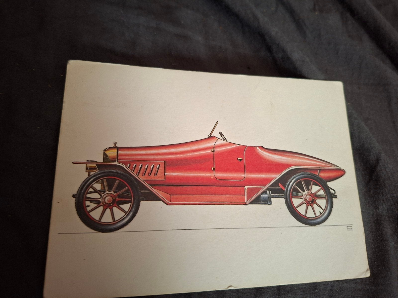 Oude Ansichtkaart: Klassieke Rode Auto (1914), Ophalen