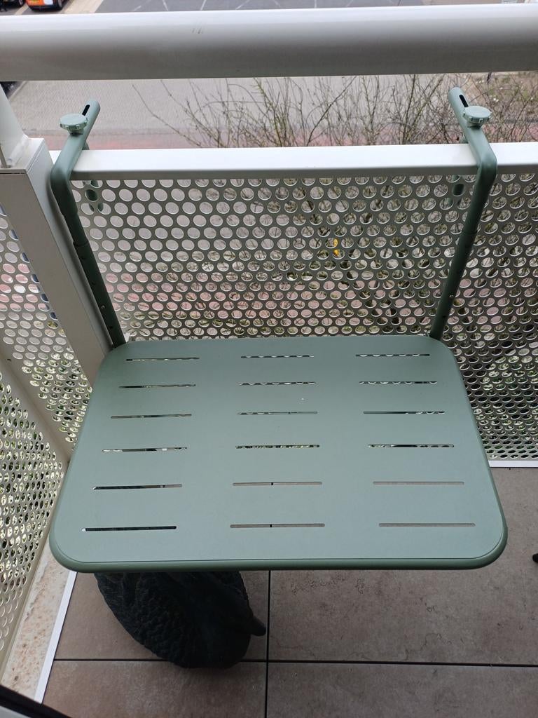 Handige balkon bijzettafel - Groen metaal, Ophalen of Verzenden