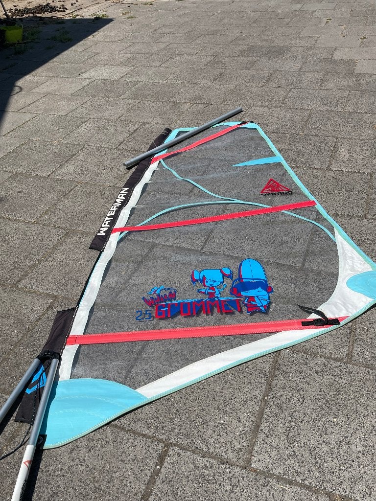 Surrfzeil met giek en mast 2.5 m2, Gebruikt, Minder dan 3.5 m², Zeil, Met mast