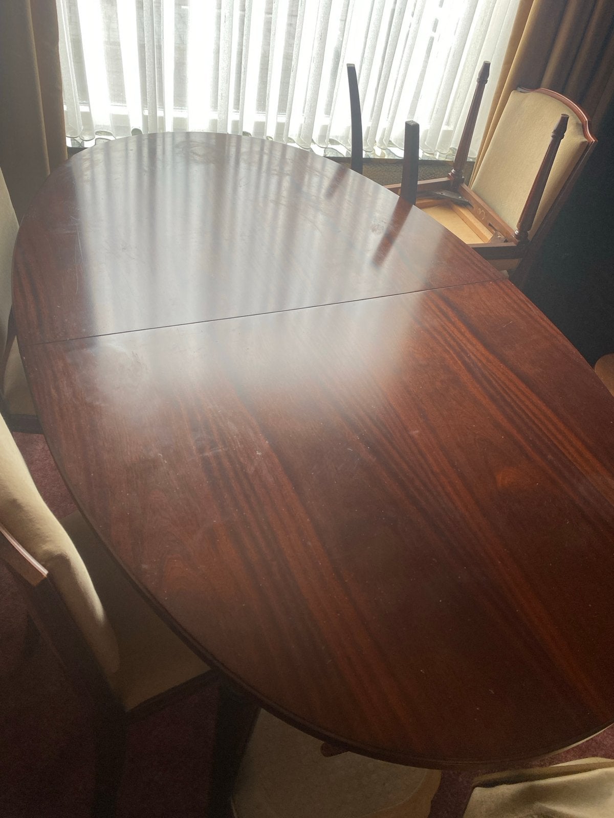 Uitklapbare Mahonie eettafel, Huis en Inrichting, Tafels | Eettafels, Ophalen, Gebruikt, 50 tot 100 cm, Vijf personen of meer