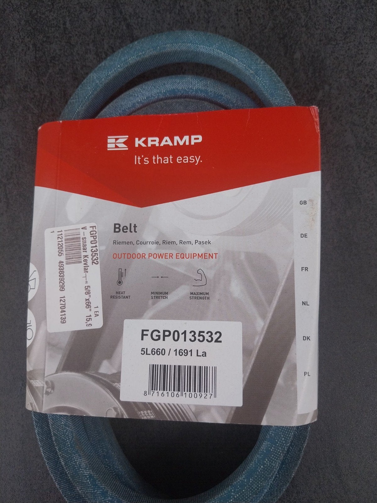 Nieuwe, ongebruikte Kramp V-snaar FGP013532 (5L660), Ophalen of Verzenden, Nieuw, 1800 rpm of meer